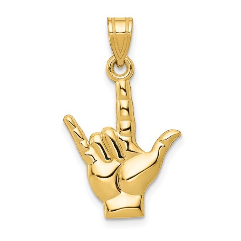 New 14K Yellow Gold "I Love You" Sign Language Charm – Polished & Meaningful